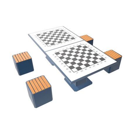 Tavolo e sedie da scacchi in metallo 4pz. 'BDS/S3/MDL'