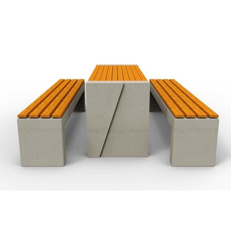 Betoninis pikniko stalas su suolais ir medinėmis sėdimomis dalimis 'BDS/SG100D_Picnic'