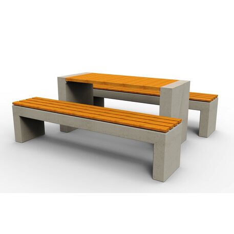 Betoninis pikniko stalas su suolais ir medinėmis sėdimomis dalimis 'BDS/SG100D_Picnic'