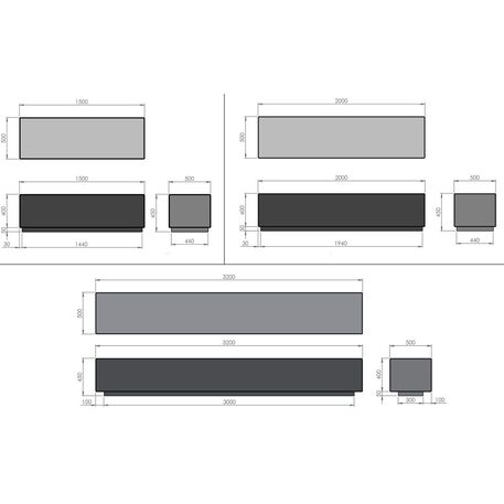 Betoninis lauko suolas '200x50xH/45cm'