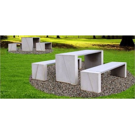 Betoninis pikniko stalas su suolais ir medinėmis sėdimomis dalimis 'BDS/SG100C_Picnic'