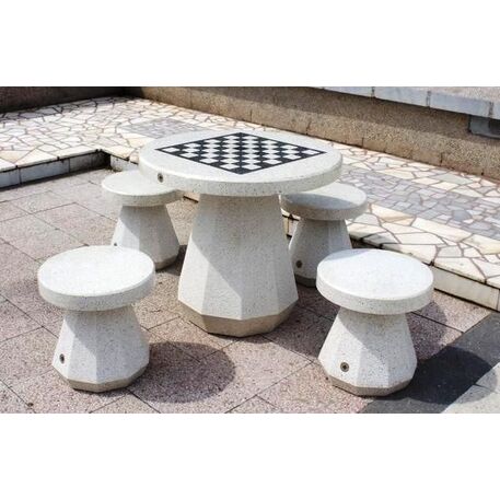 Betoninis šachmatų žaidimo stalas su 2 arba 4vnt. kėdėmis '80x80xH/70cm / BS-188/189'
