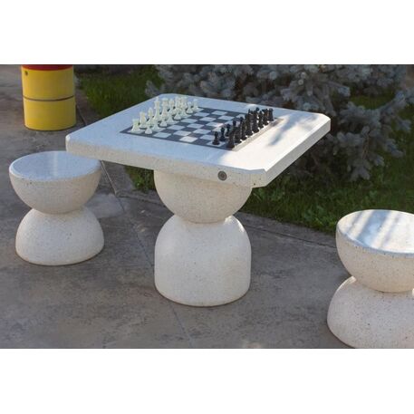 Betoninis šachmatų žaidimo stalas su 2 arba 4vnt. kėdėmis '80x80xH/70cm / BS-111/112'