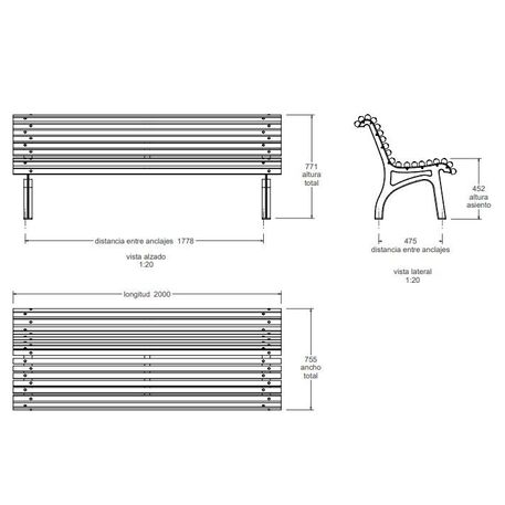 Lauko / Vidaus metalinis klasikinio stiliaus suolas, Iroko medienos apdaila 'Plaza Real/MDL'