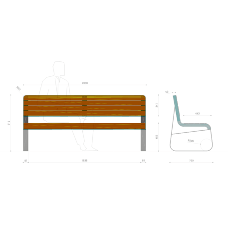 Metal bench 'Cross 'G461'