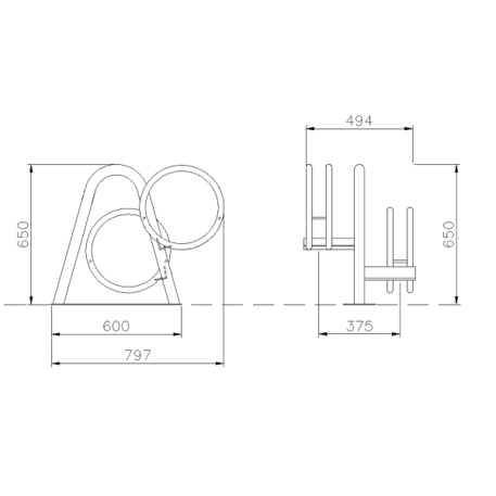Metalinis dviračių stovas, laikiklis 'Strike 2'