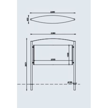 Informacinis / Reklaminis stendas, stovas vienpusis 'Poster 200x100cm'