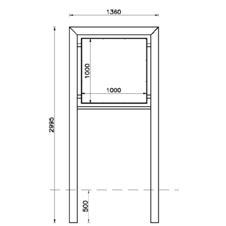 Informacinis / Reklaminis stendas, stovas vienpusis arba dvipusis 'Vision 100x100cm'