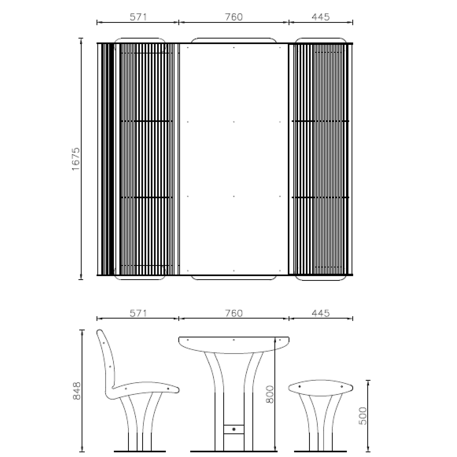 Metal bench + table 'Tauri Picnic'