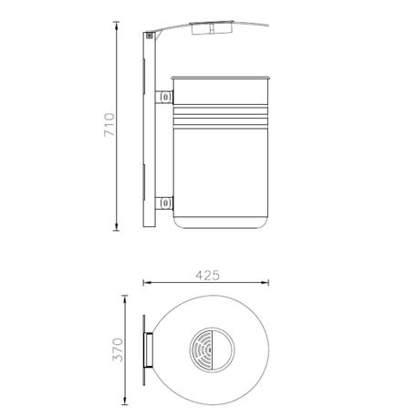Lauko metalinė šiukšliadėžė 'Luna Wall / 45L'