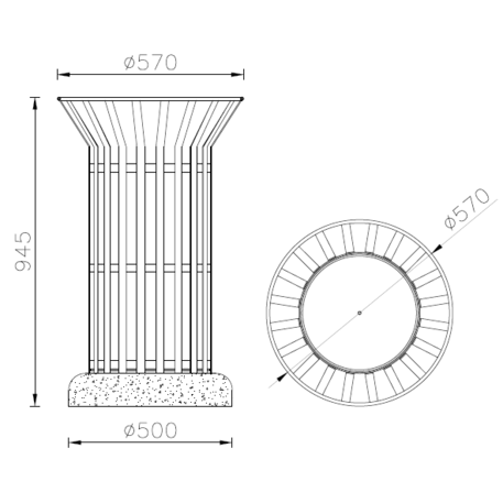 Lauko metalinė šiukšliadėžė 'Corona / 80L'
