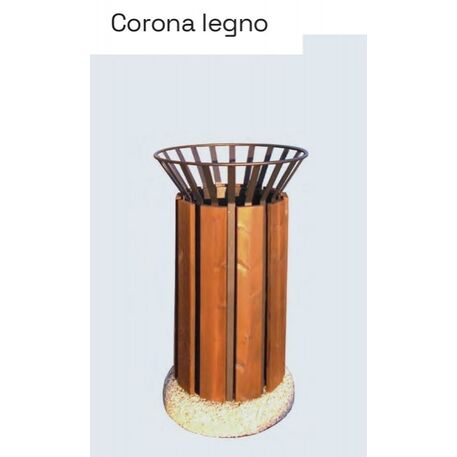 Metal litter bin 'Corona Wood / 80L'