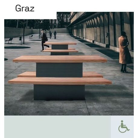 Metal bench + table 'Graz Picnic'
