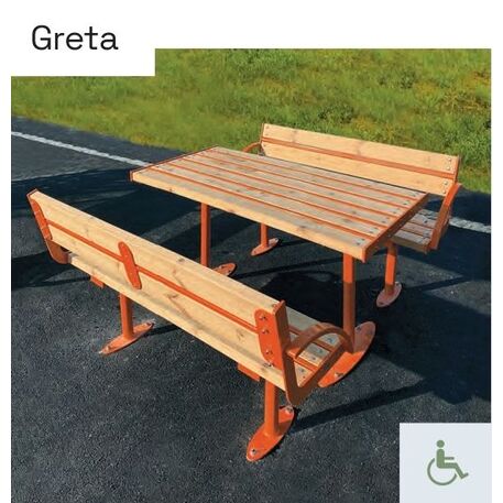 Metal bench + table 'Greta Picnic'