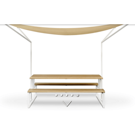 Металлическая скамейка и стол с зонтиком 'VENTIQUATTRORE.H24/Miami'