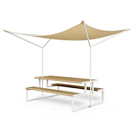 Panca e tavolo in metallo con ombrellone 'VENTIQUATTRORE.H24/Miami'