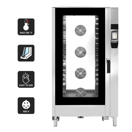 Konvekcinė krosnis su valymo sistema ir vežimeliu (Touch Digital 20x 1/1GN)