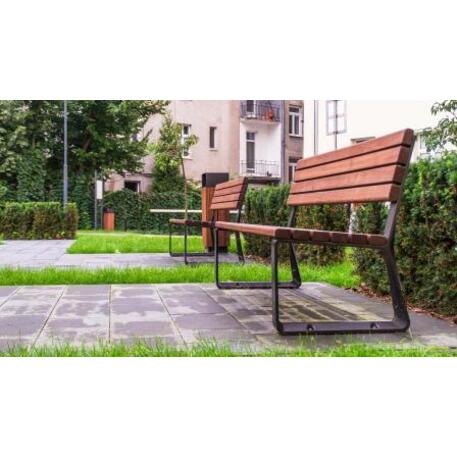 Metal bench with backrest 'IROKO_STF/22-04-20_01/MDL'