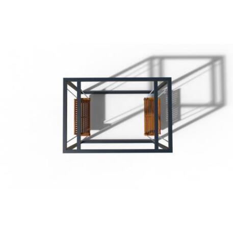 Lauko / Vidaus supynės, metalinis suolas su atlošu, IROKO medienos apdaila 'STF/24-02-20_03MDL'