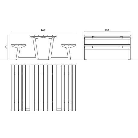 Lauko metalinis suoliukas be atlošo + pikniko stalas, IROKO medienos apdaila 'Millo / 002204'