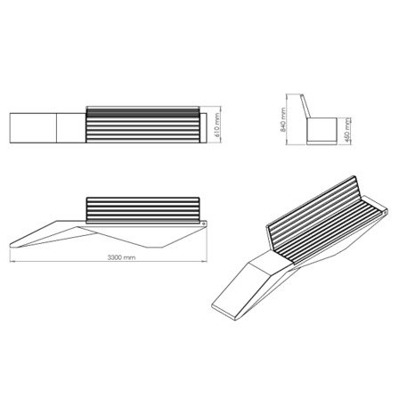 Parkbänke aus Beton '330x61x84cm / BS-246'