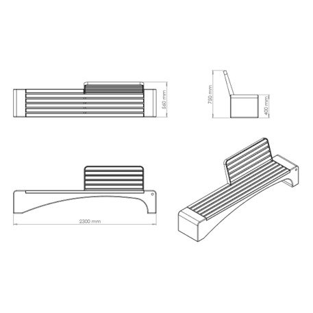 Concrete bench '230x56x75cm / BS-247'