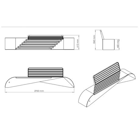 Betoninis su granito skalda lauko suolas '295x61x84cm / BS-248'