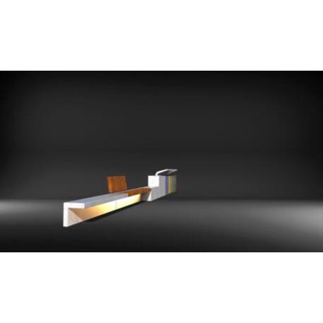 Lauko / Vidaus betoninis modulinis suolas su atlošu, IROKO medienos apdaila ir LED 'STF/23-04-13/MDL'