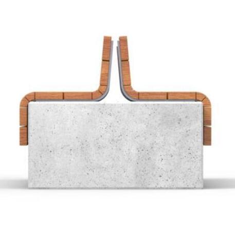 Lauko / Vidaus dvipusis betoninis suolas su atlošu, IROKO medienos apdaila 'STF/20-04-05/MDL'