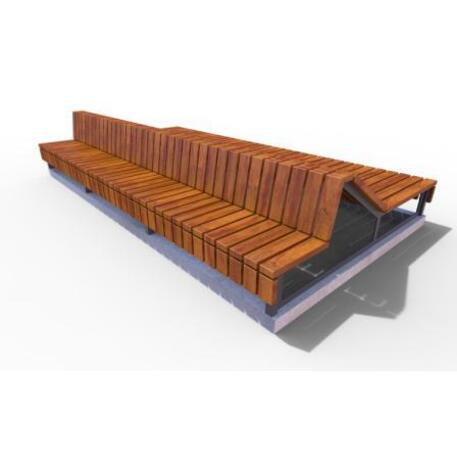 Lauko / Vidaus betoninis suolas, gultas su IROKO medienos apdaila 'STF/13-02-77_09MDL'