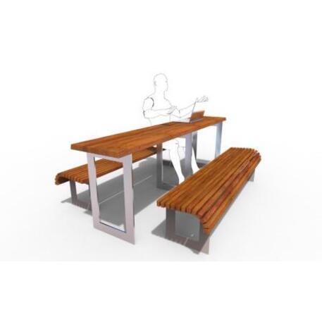 Lauko / Vidaus medinis suoliukas ir stalas iš IROKO medienos 'STF/19-04-34_02/MDL'