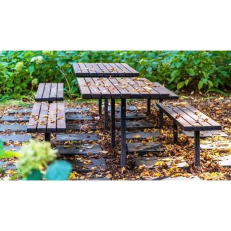 Lauko / Vidaus medinis suoliukas ir stalas iš IROKO medienos 'STF/19-02-04_01/MDL'