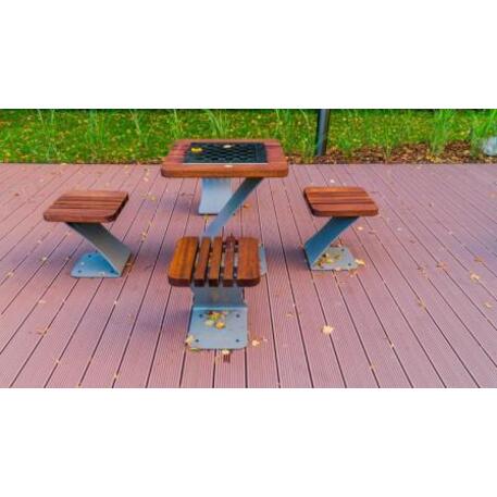 Metāla sols + galds 'Picnic_IROKO_STF/18-02-09_01/MDL'