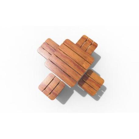 Lauko / Vidaus medinis suoliukas ir stalas iš IROKO medienos 'STF/18-02-09/MDL'