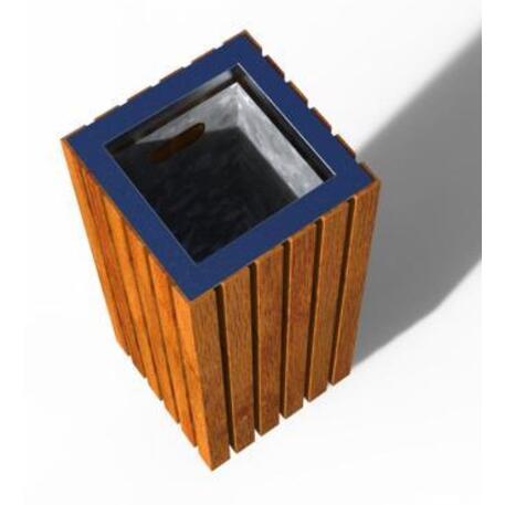 Lauko / Vidaus metalinė šiukšliadėžė su IROKO mediena 'STF/20-07-30_13/MDL_50L'
