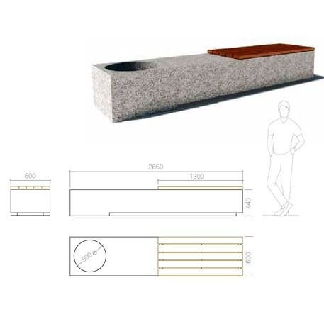 Natural granite bench 'Pineiro'