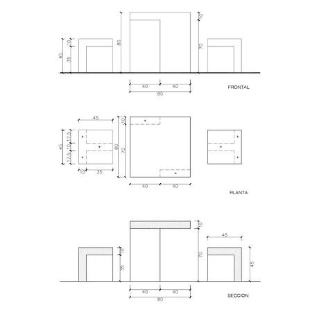 Concrete bench + table 'PRAT'