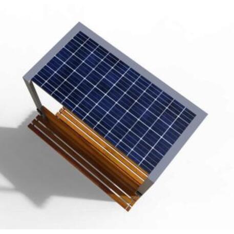Metallbank mit Pergola (Solarbatterie) 'IROKO_STF/25-04-06/MDL'