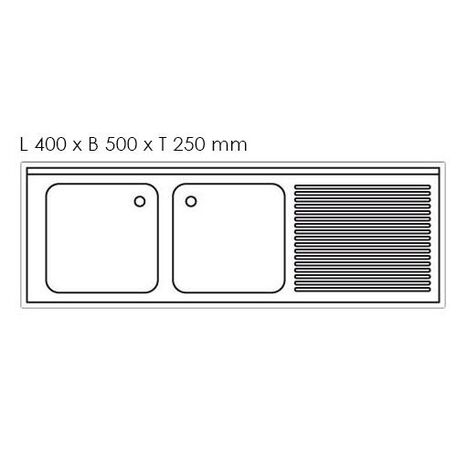 Nerūdijančio plieno stalas 140cm ilgio su plautuve 2vnt. (40x50x25cm) ir lentyna 700mm gylio