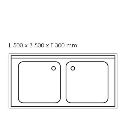 Nerūdijančio plieno stalas 160cm ilgio su plautuve 2vnt. (50x50x30cm) ir lentyna 700mm gylio