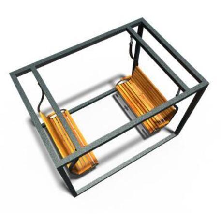 Lauko / Vidaus supynės, metalinis suolas su atlošu, IROKO medienos apdaila 'STF/25-04-12/MDL'