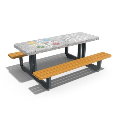 Concrete playing table and benches 2 pcs. '190x148xH/74cm / BS-250'