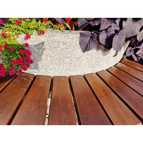 Panca da esterno in cemento con scaglie di granito + vaso di fiori '176/100xH/40/65cm / BS-192'