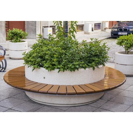 Уличная бетонная скамья с гранитной крошкой + цветочный горшок '176/100xH/40/65cm / BS-192'