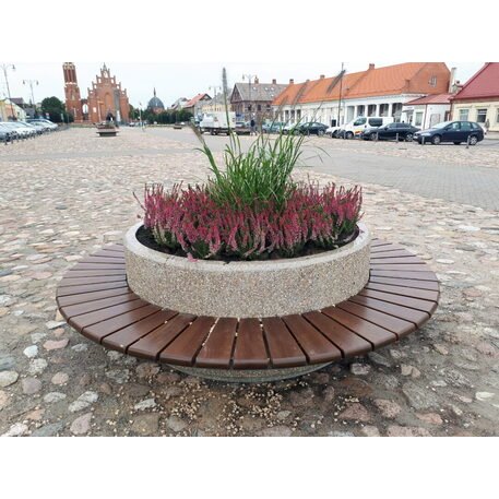 Уличная бетонная скамья с гранитной крошкой + цветочный горшок '176/100xH/40/65cm / BS-192'