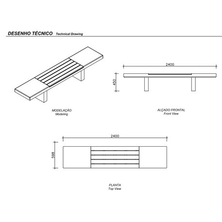 Lauko betoninis suolas 'TOKYO / Collective Bench 240 AM'