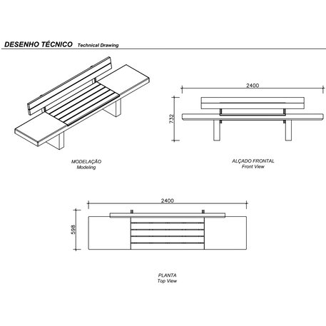 Lauko betoninis suolas 'TOKYO / Collective Bench 240 ACM'