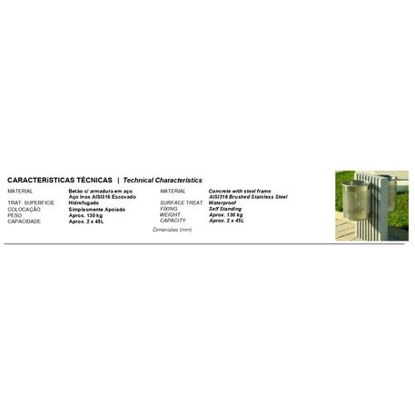 Lauko betoninė šiukšliadėžė, kolekcija 'IKD / Paper Bin 2x45L'