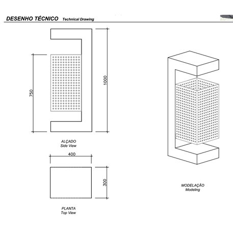 Abfallbehälter aus Beton 'AM / Paper Bin 45L'