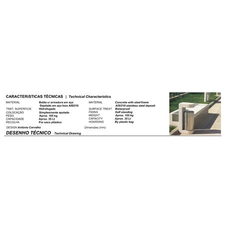Lauko betoninė šiukšliadėžė, kolekcija 'MIA / Paper Bin 35L'